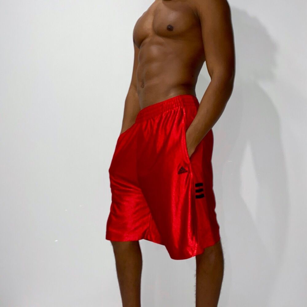 Adidas Vintage Super Rare Basic Basketball Shorts Dazzle Soft Shiny Red M